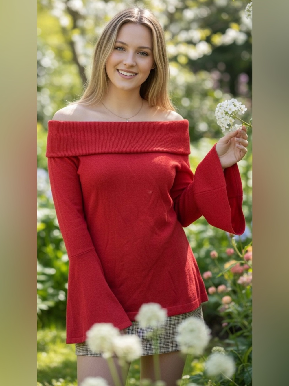 Vince Camuto Red Off The Shoulder Size Medium